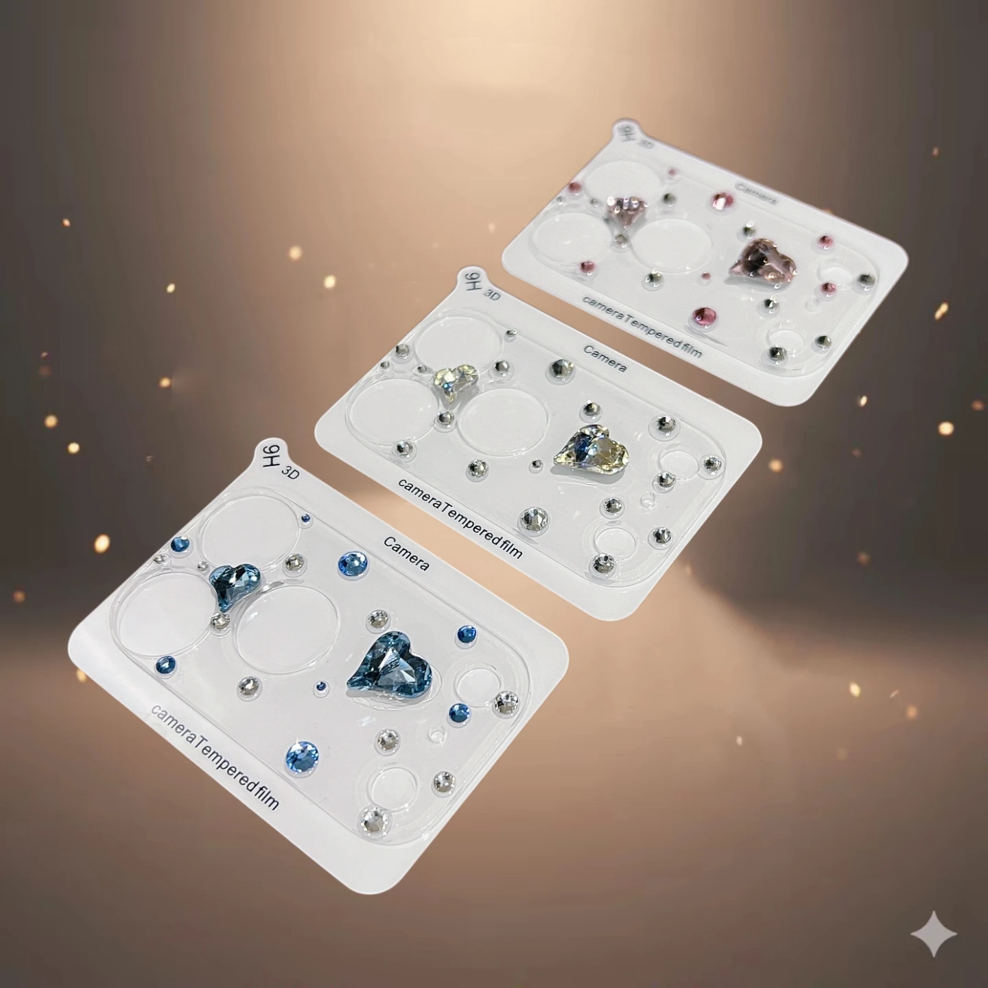 

1PCS Clear Tempered Glass Rear Camera Lens Protector for iPhone 17 Pro Max 17Pro Heart Rhinestone Cover Screen Protector Lens