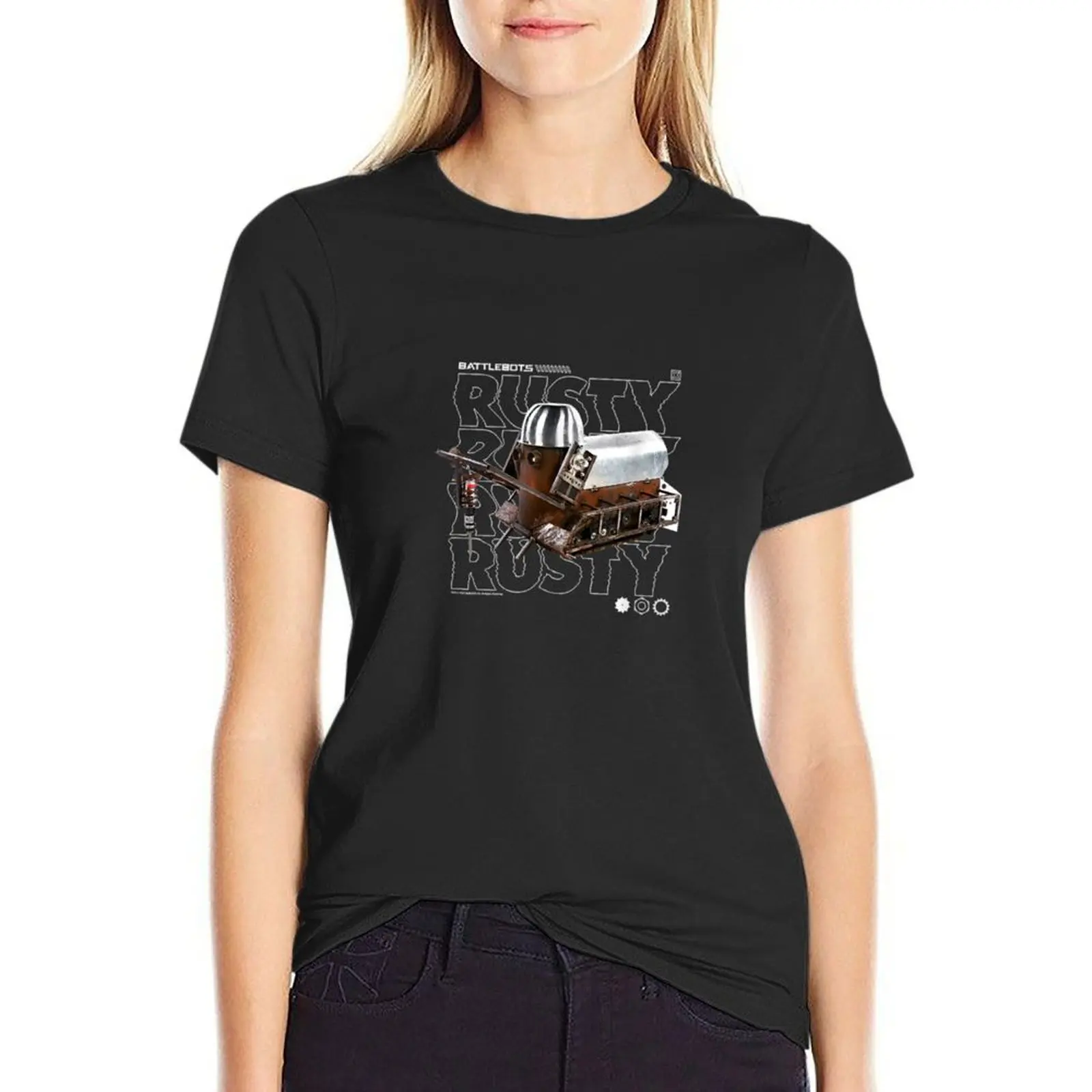 

BattleBots Rusty Robot Text Stack T-Shirt oversized anime woman t shirt