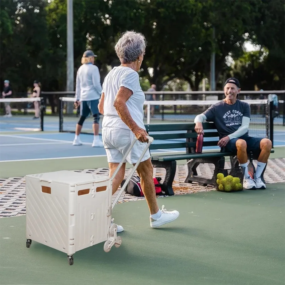 Folding Shopping Cart Trolley Lightweight Portable Large Capacity With Rolling Swivel Wheels For Climbing Stair Foldable Trolley