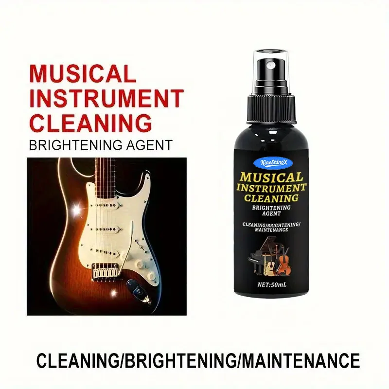 Premium Musical Instrument Cleaner & Polish-50ml with Sponge,Ideal for Woodwinds,Guitars,Violins,Pianos-Brightens,Removes Stains image 2