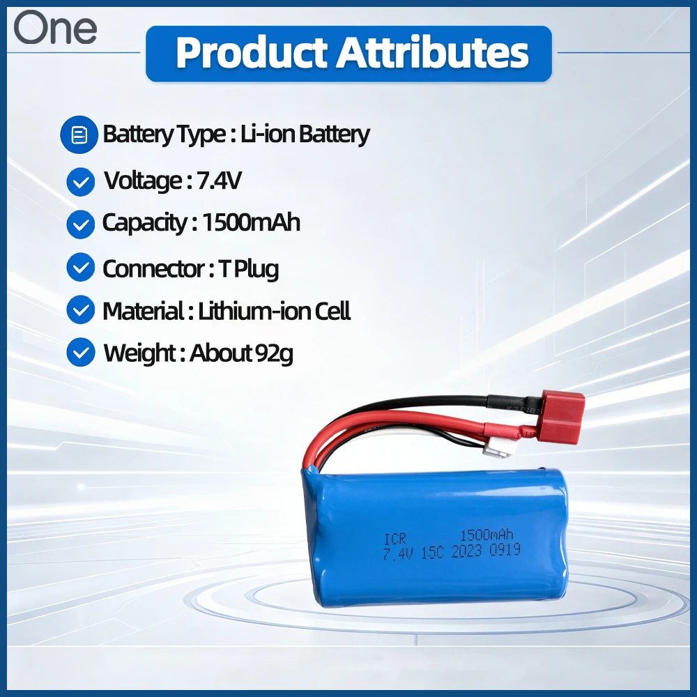 7.4V li-ion Battery 1500mAh  Powerful for WLtoys WL912 RC Boat RC Car Rechargeable Upgrade Replacement Parts