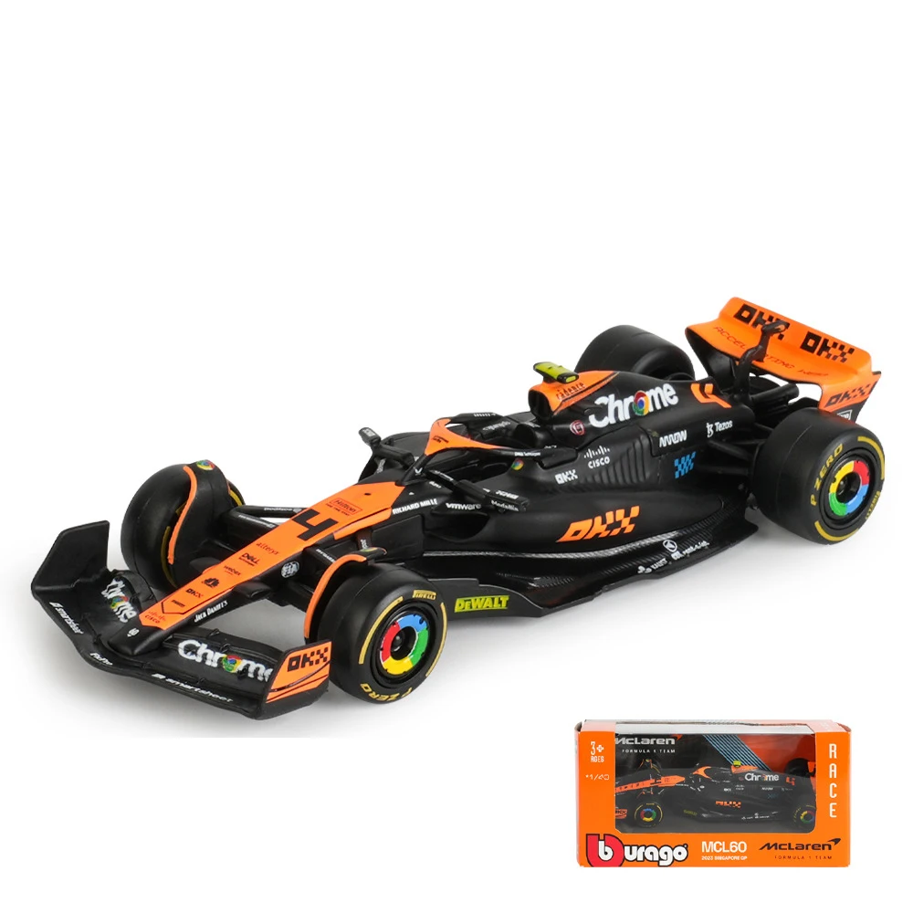 New  Bburago 1:43 2023 2024 F1 Mclaren MCL38 MCL60 Monaco GP #4 Norris #81 Piastri Formula Car Model Gifts Singapore