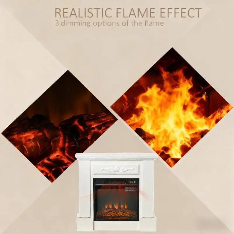 Elegant Electric Fireplace with Floral Design - Realistic Flame Effect Heater for Cozy Home Ambiance