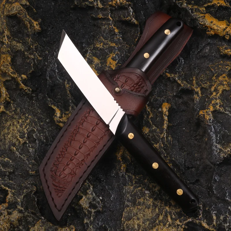 Outdoor KnifeVG10One-Piece High Hardness Straight Knife Sharp Blade Home Collection Camping Hunting Camping Multi-Function Knife