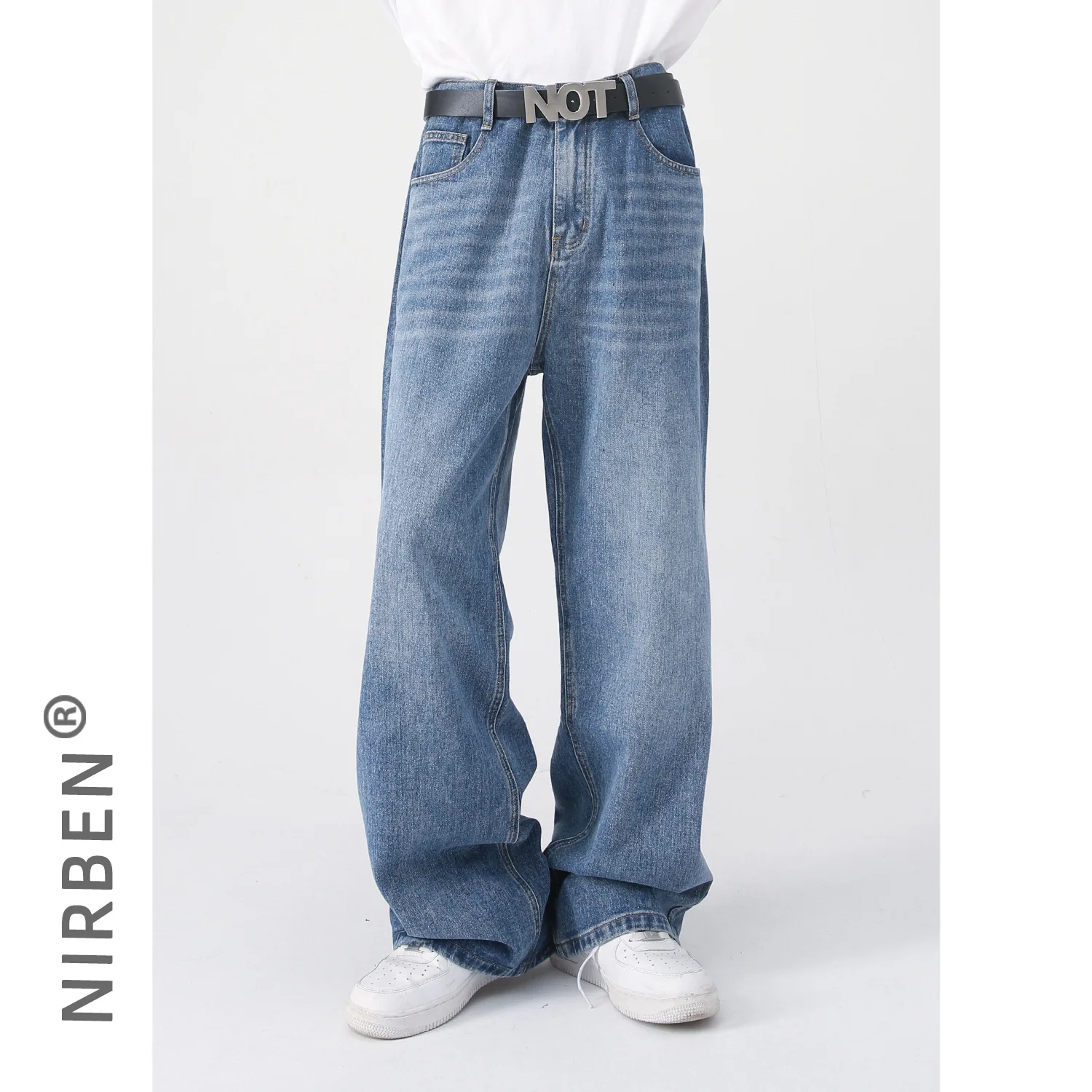 

Men's Loose Fit Jeans Basic Style Straight Leg Cotton Blend Fabric Casual mid Waist Zipper Closure Teenagers' Jeans