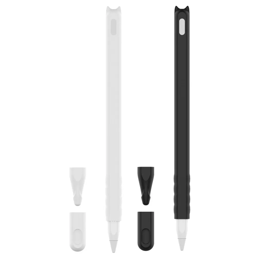 

2Pcs Cat Head Silicone Pencil Case Compatible for Apple Pencil 2Nd Gen Protective Cover Stable Color Cartoon Style Accessories