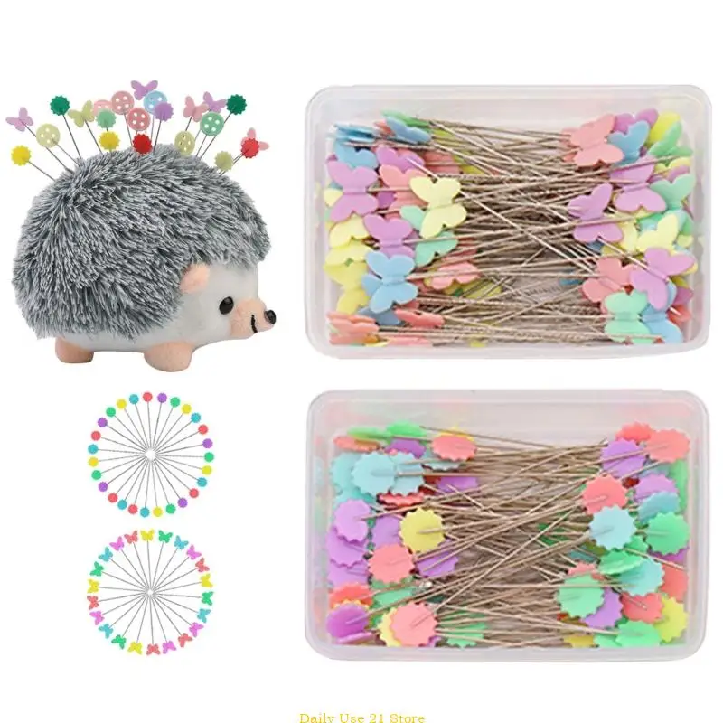 

2 Set Flower Head Pins Sewing Pins Hedgehog Pin Cushion for Quilting