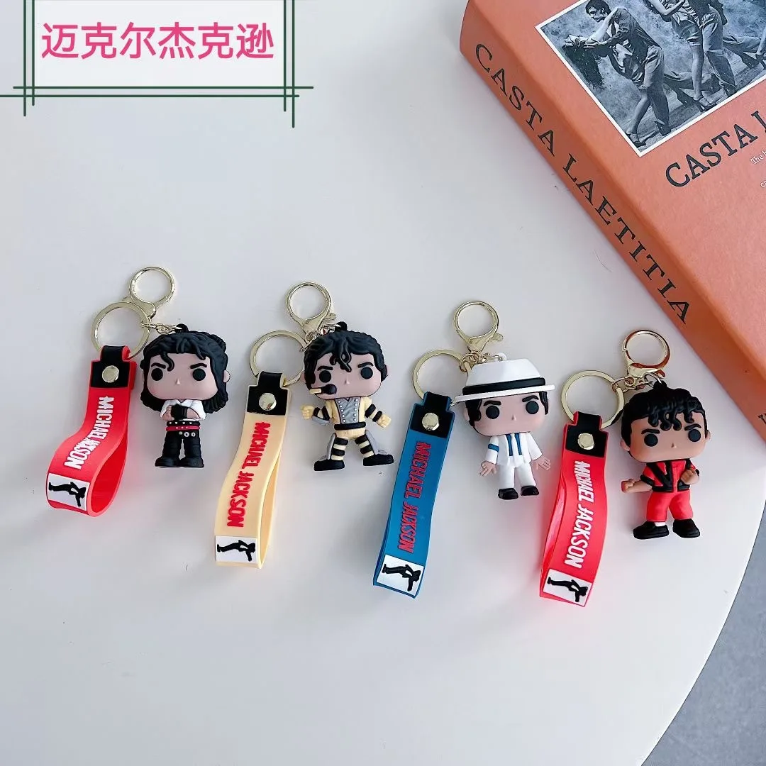 Creative King of Dance Michael Jackson Keychain Handmade Key Ring Holder Pendant Key Chains Men's and Women's Bag Accessories