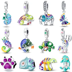 Temperature Change Color 100% 925 Sterling Silver Chameleon Elephant Claw Pad Charms 3mm DIY Fine Jewelry Making