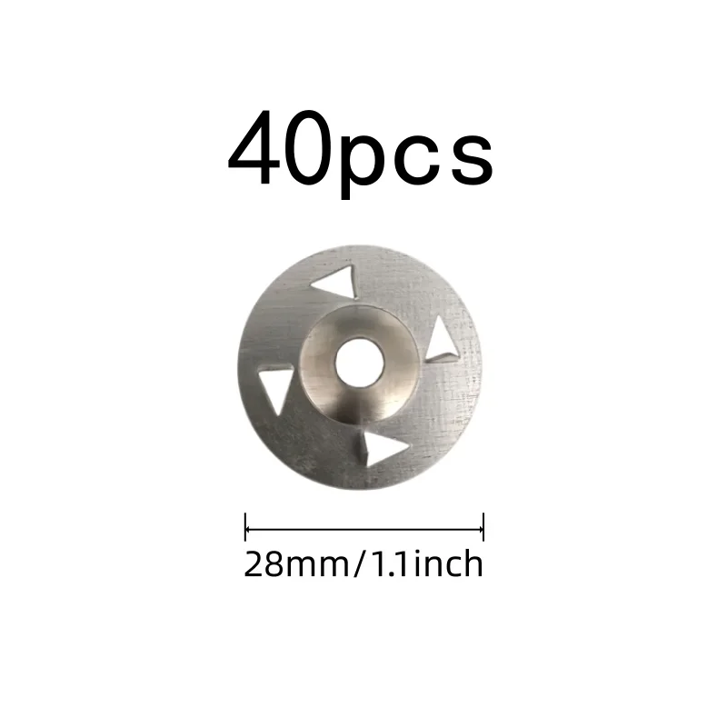 40 pcs 28mm Claw-Type Washers, Gypsum Board Fixing, Pre-Drilled Center Hole, Flat Stable Base, Multipurpose