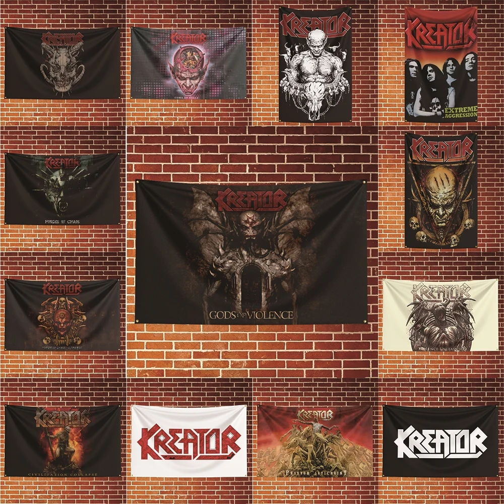 Kreator Music Flag Banner For Fan Cave Watch Party Tailgate Gathering Indoor Outdoor Backyard Home Festival Ornament Supply