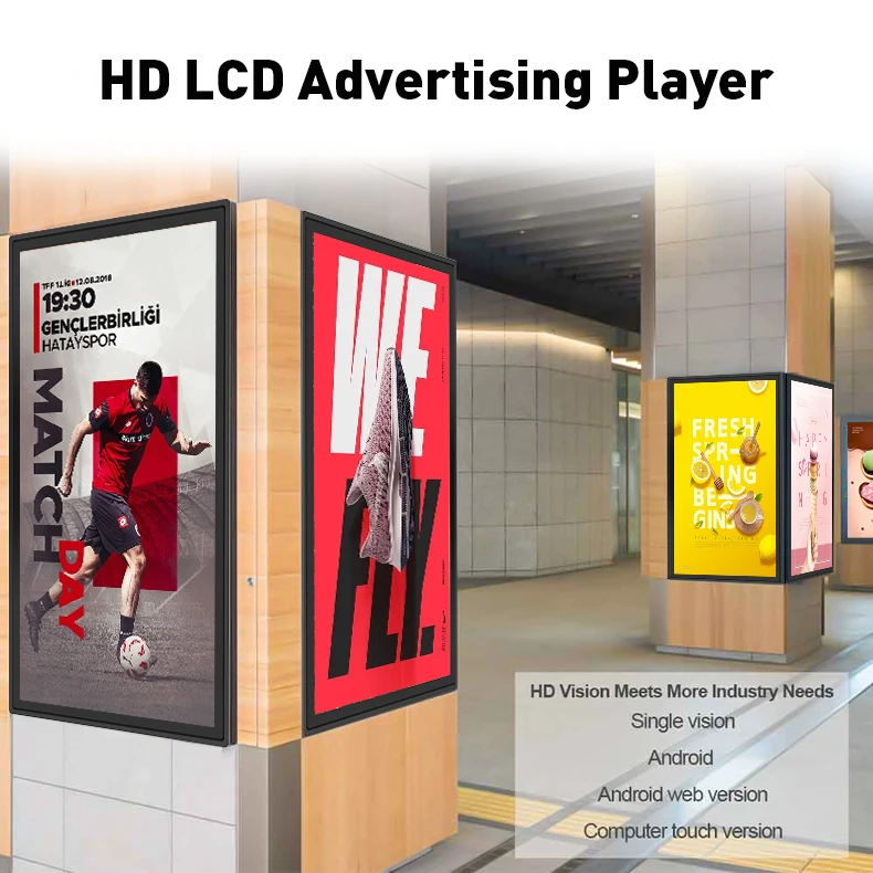 Custom 43 Inch Wall Mounted Hanging Wireless Lcd Digital Signage Menu Display Multi-screen Synchronization Advertising Screen
