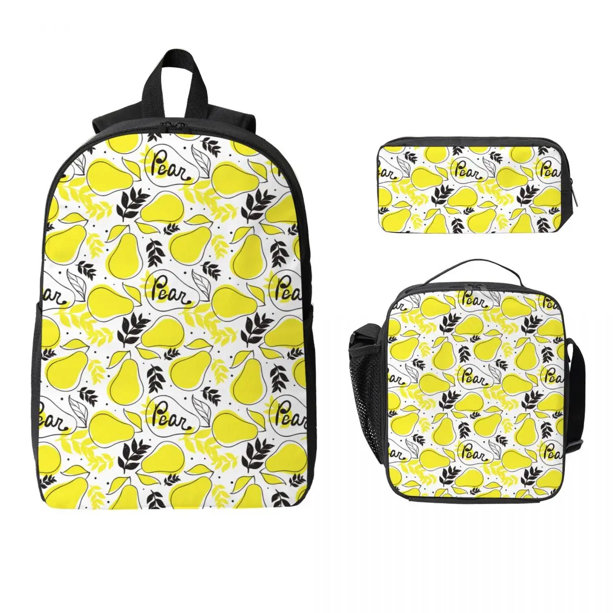 

Yellow Pear Fresh Tropical Style School bags Set for Boy Girl Pencil Boxes Backpack Sets with Lunch Box For Students Daypack
