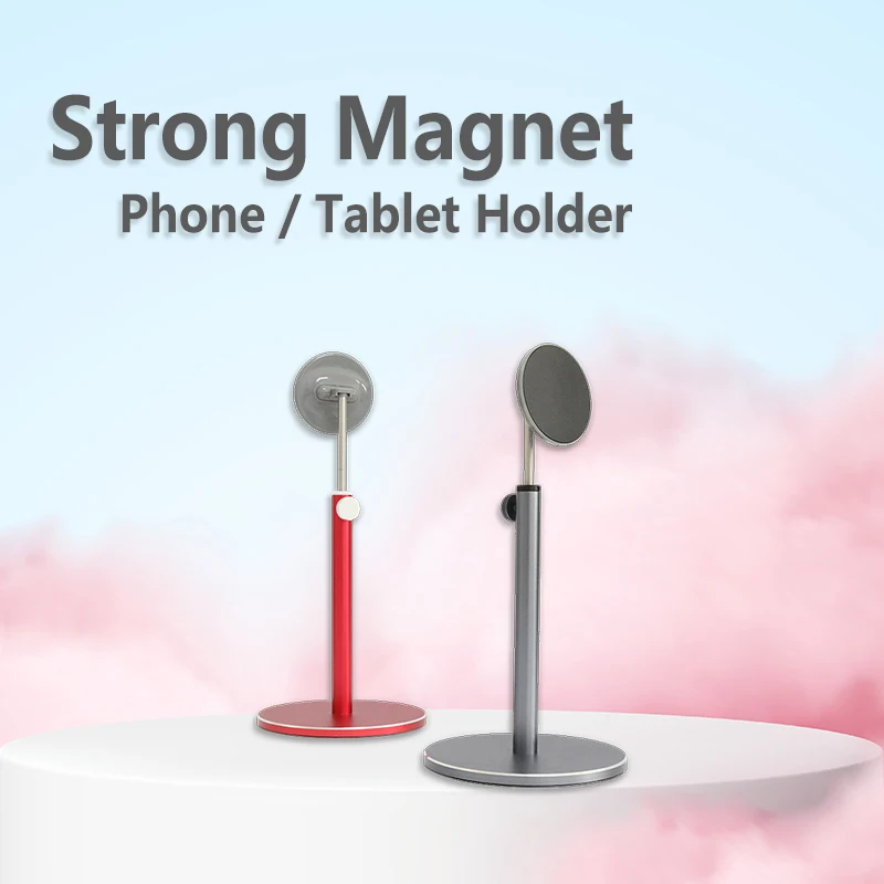 Aluminum Alloy Desktop Magnetic Phone Stand Holder, Spring-Back, Adjustable Mobile Phone Holder, Universal Stand for Tablet