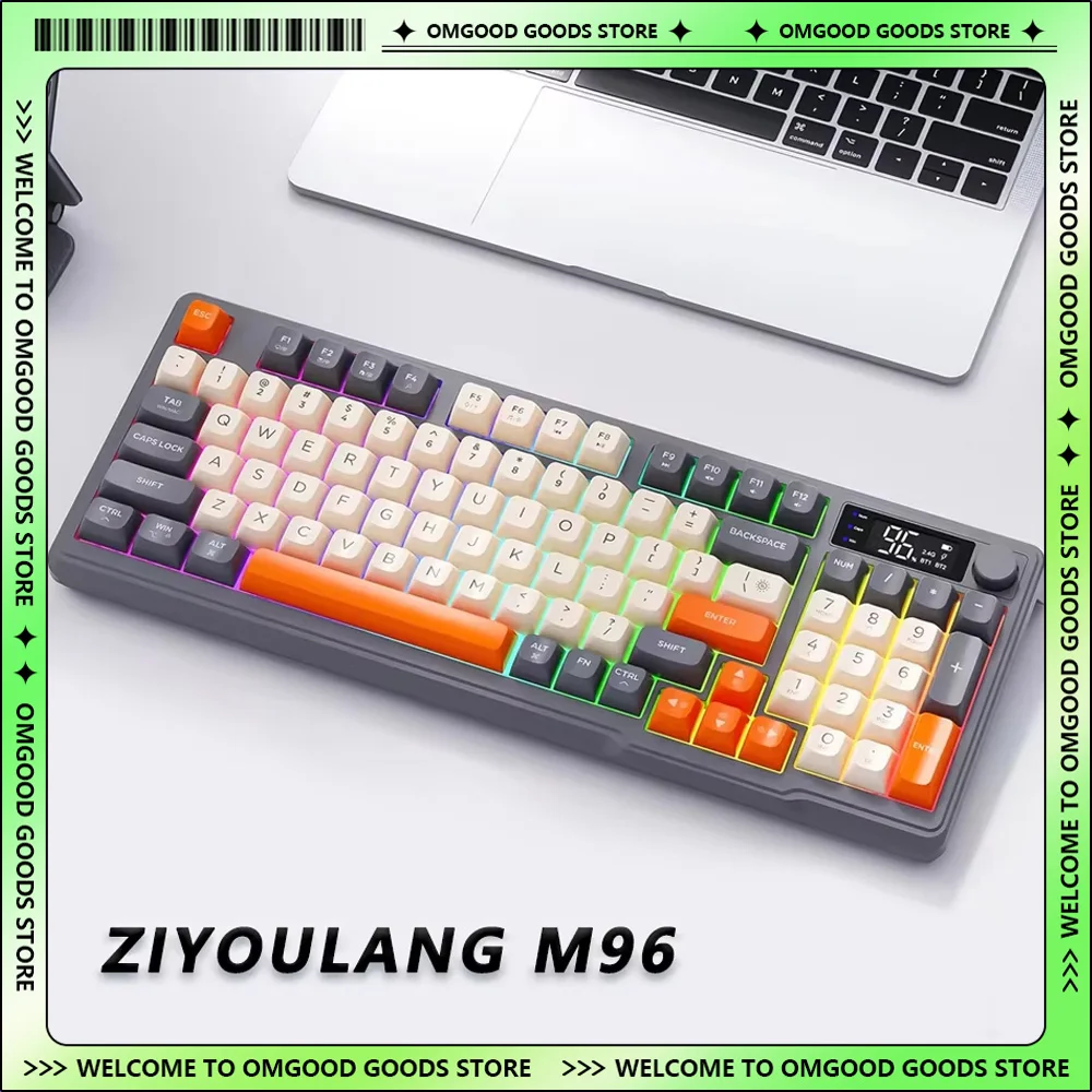 ZIYOULANG M96 PBT 96 Mechanical Keyboard Electronic Display Ergonomic Customize Gaming Accessories Wireless Bluetooth Keyboard