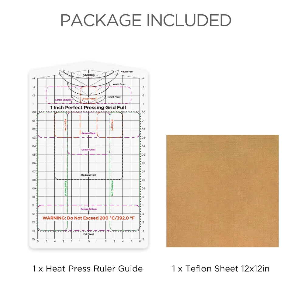 

A Set Of Heat Press Safe Tshirt Pressing Guide for Vinyl Alignment and Accurate Placement Full Shirt