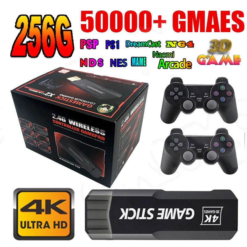 Game Stick GD10 Original X2 256G 50000 Games with Dual controller For Portable Retro TV Game Consoles Retro Video Game stick 4K