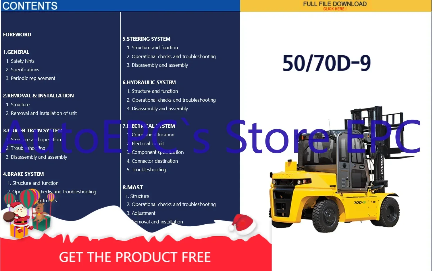 

Вилочные погрузчики AutoEPC и руководства по обслуживанию двигателей и руководства по мастерской для Hyundai 2023.