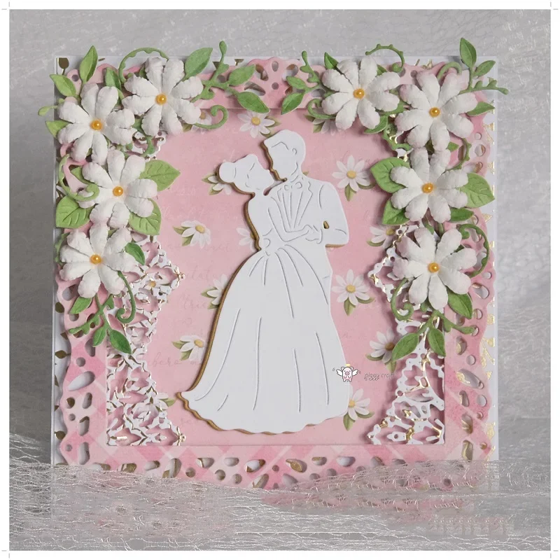Mmao Crafts Metal Steel Cutting Dies New Lace heart frame couple Stencil For DIY Scrapbooking Paper/photo Cards Embossing Dies