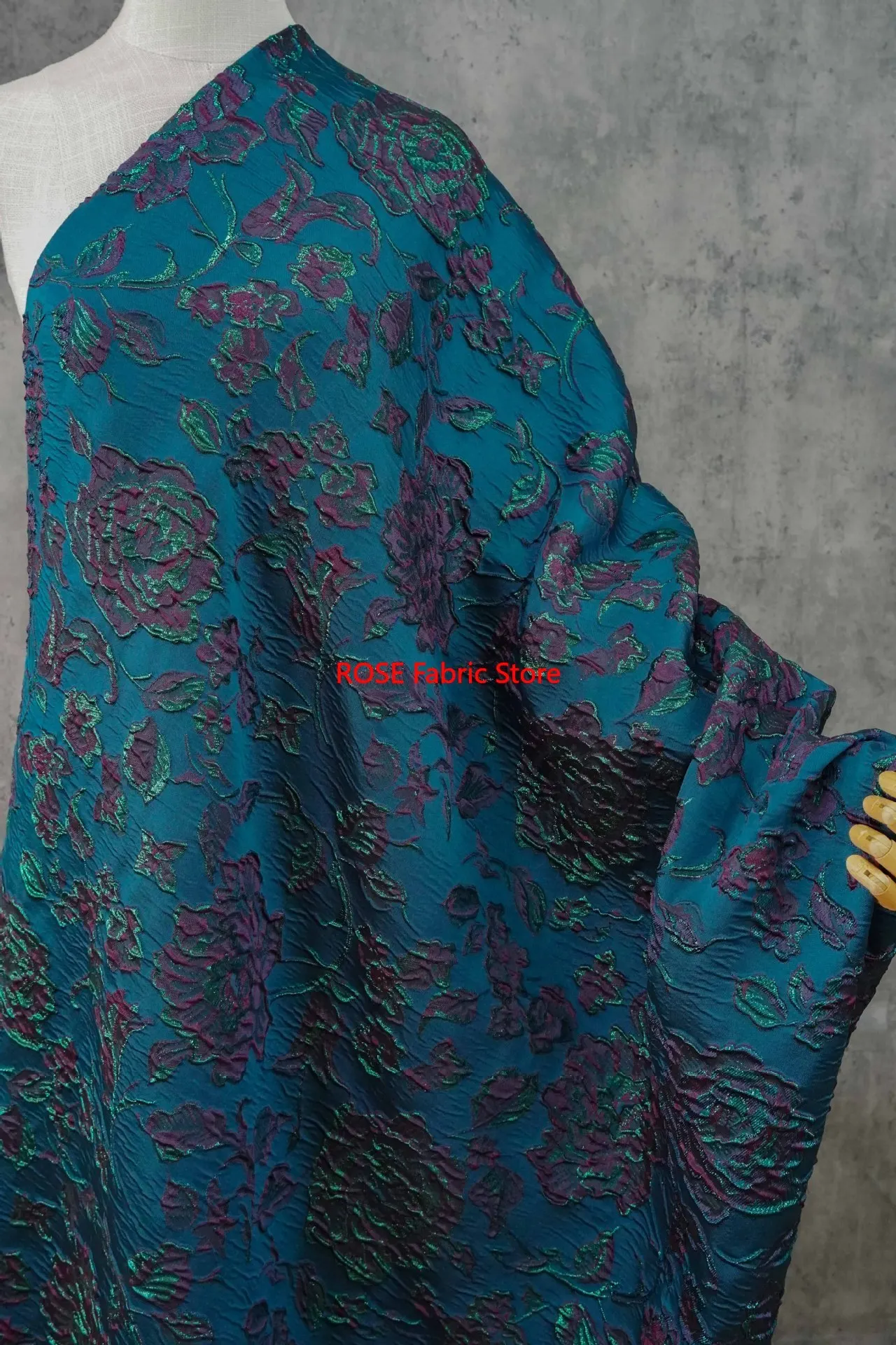 Tela brocada teñida de hilo de oro rosa en relieve Retro, 1 metro, bolso de abrigo de vestido de moda, tela de costura hecha a mano