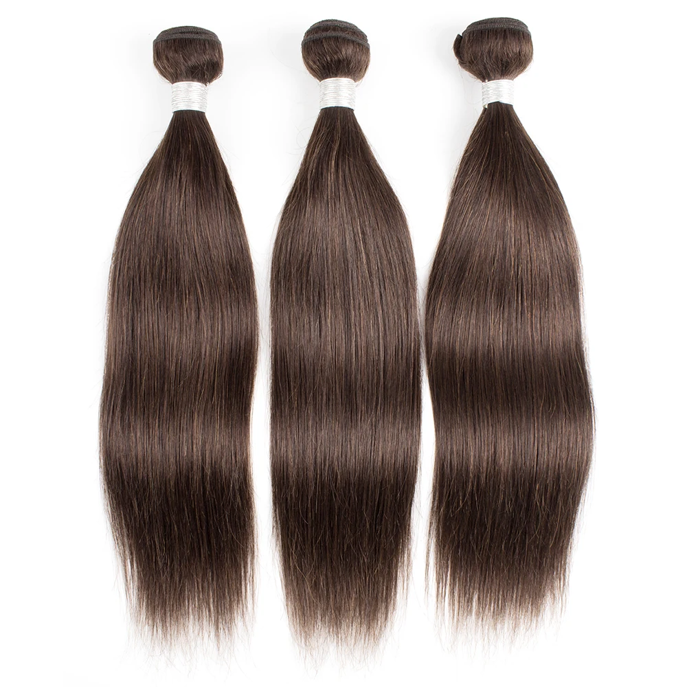 Farbe #2 Darkest Braun 3 Bundles 300 gr/los Remy Indisches Menschenhaar Tressen Gerade Kein Verschütten Extensions Gemlong