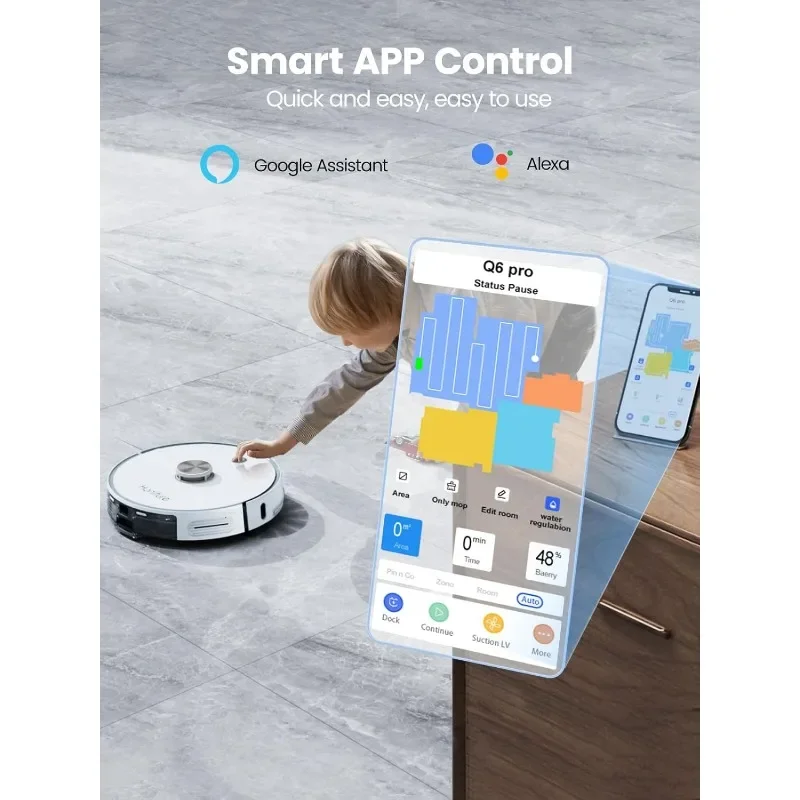 Robot Vacuum and Mop Combo,Q6 Pro Robot Vacuum Cleaner with Self-Emptying