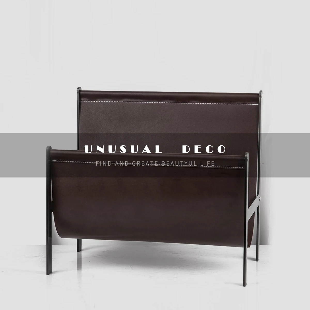 Leather metal magazine rack decoration sample room, study room, living room, book and newspaper rack, floor decoration