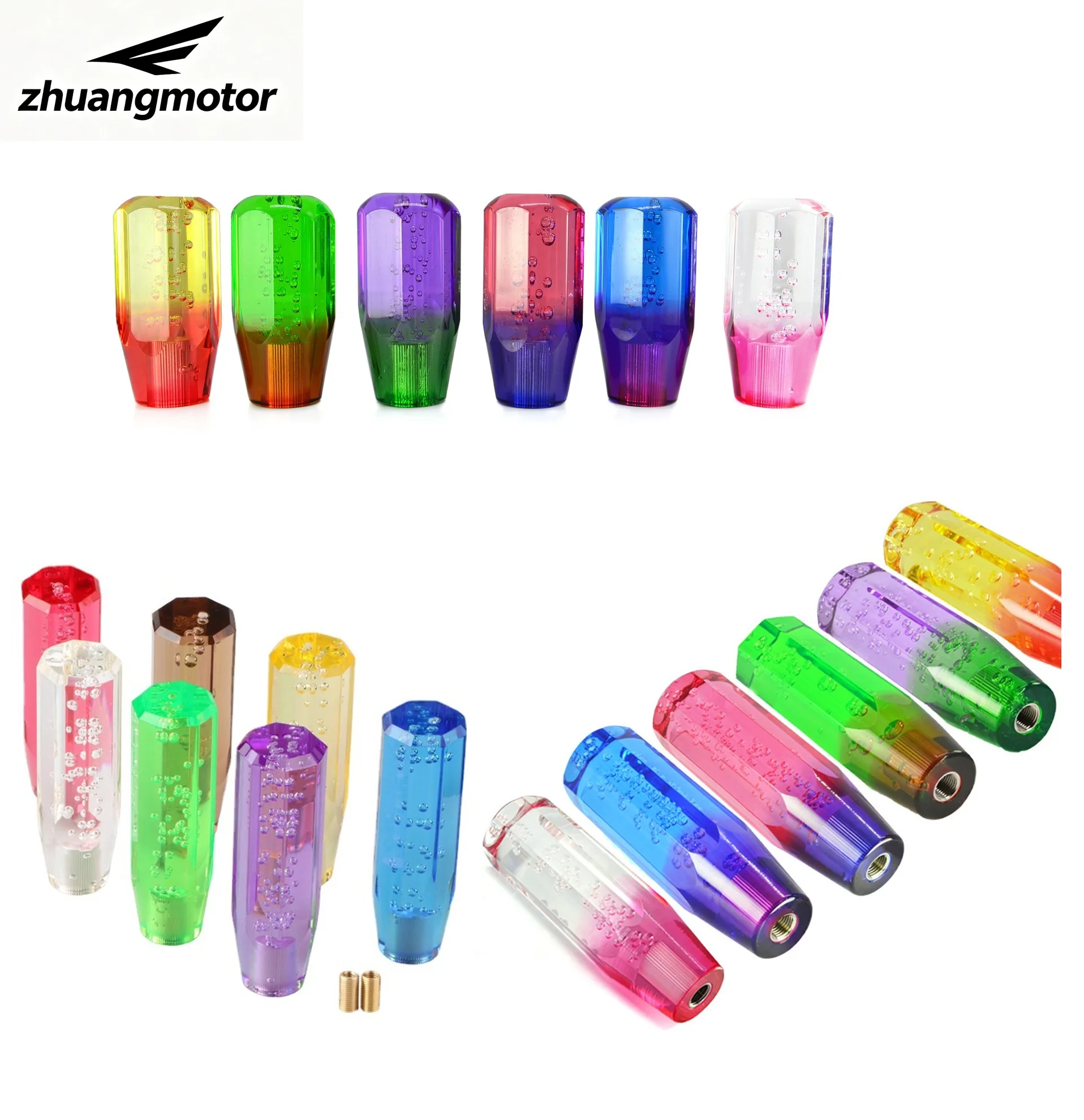 Universal 10cm 2 Colors Car Stitching Color Multicolor Gear Shift Knob Crystal Bubble Gear Shift Knob Colorful Shifter Lever