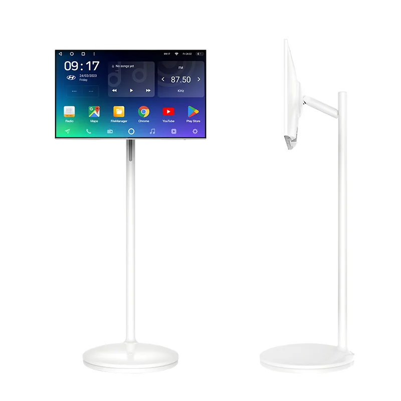Televisor Inteligente Portátil de 32 Pulgadas, Pantalla Táctil Recargable a Todo Color, Monitor con Ruedas, Pantalla LCD Interactiva para el Hogar/Camping/Oficina