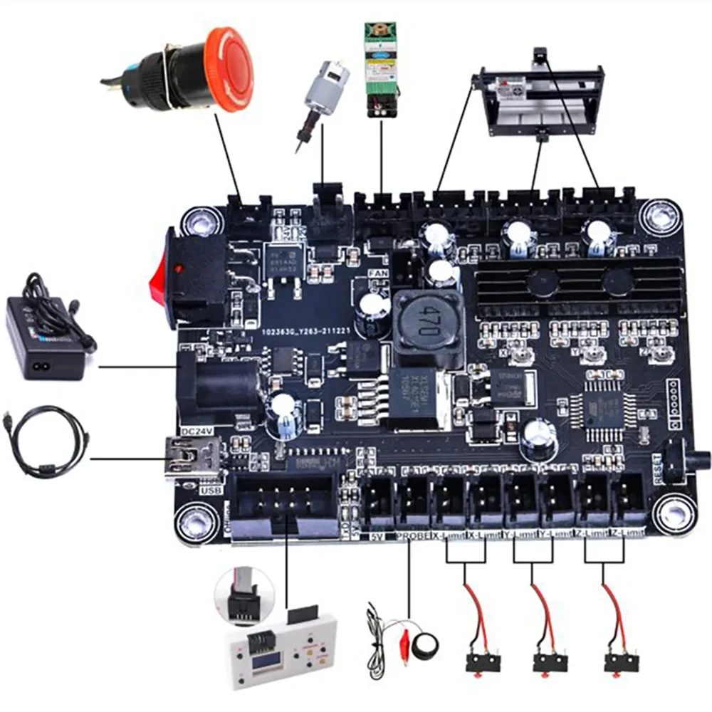 Yofuly CNC Engraving Machine Control Board GRBL 1.1 USB Port 3-Axis Integrated Driver with Offline Controller for CNC 3018 Pro