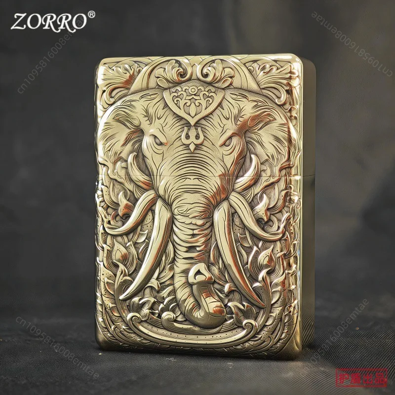 ZORRO 912s Heavy Armor Deep 3D Embossed Fuel Lighter Engraved Brass Lighter Cigarette Accessories Men's Gift