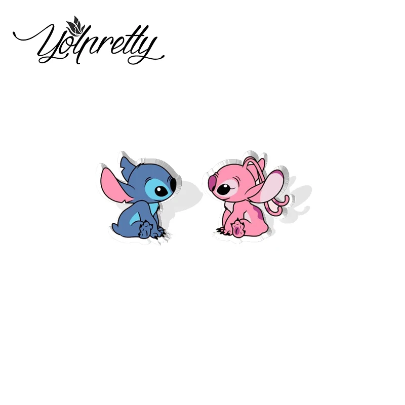 2024 New Arrival Cute Angel and Stitch Couple Love Epoxy Stud Earrings Handcraft Acrylic Resin Earrings image 6