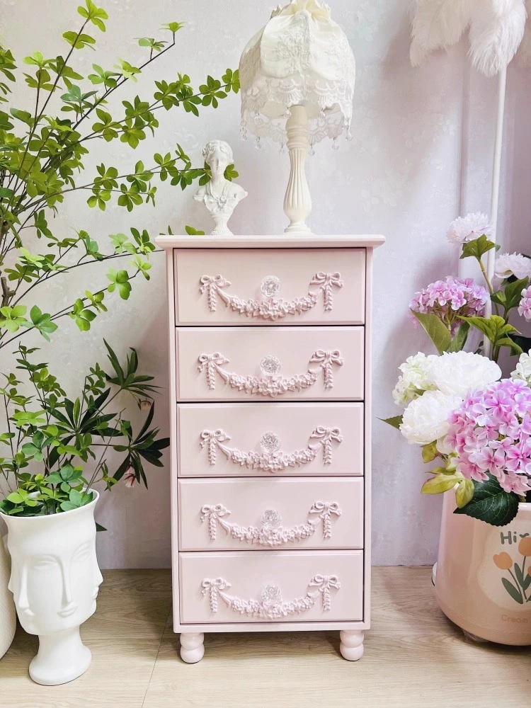 Living room, bedroom, five-bucket storage cabinet, solid wood bedside table, drawer
