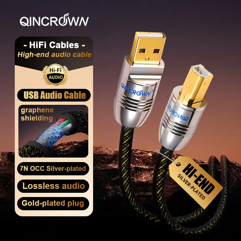 High End Hi-End USB Decoding Audio Cable 4-Core 7N Single Crystal Silver Plated Wire Graphene Shielding for Studio DAC System