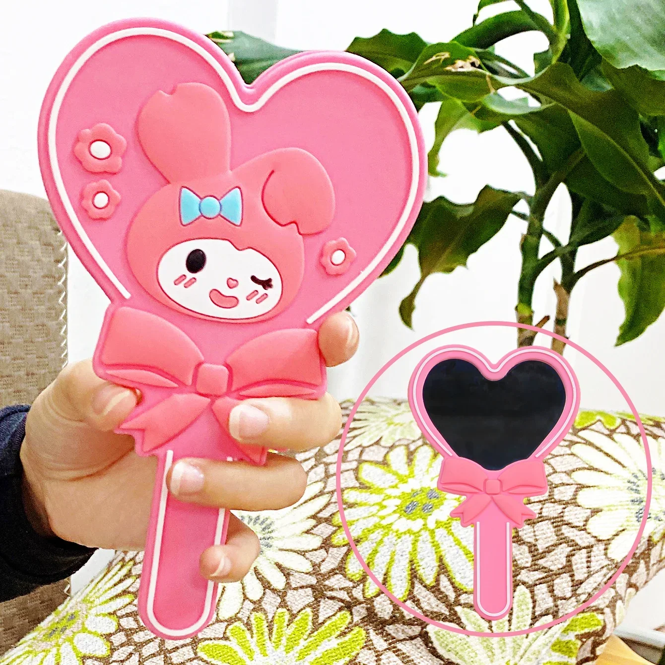 Sanurgente-Miroir de maquillage portable en silicone, petit miroir anti-chute, My Melody, Anime Love, Cartoon KuromiCinnamoroprospects, Mignon