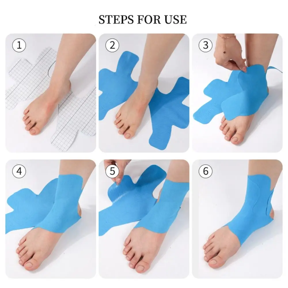 2Pcs Pre-Cut Kinesiology Tape for Ankle Cotton Waterproof Ankle Tape Breathable Enhance Elastic Athletic Tape for Ankle Support