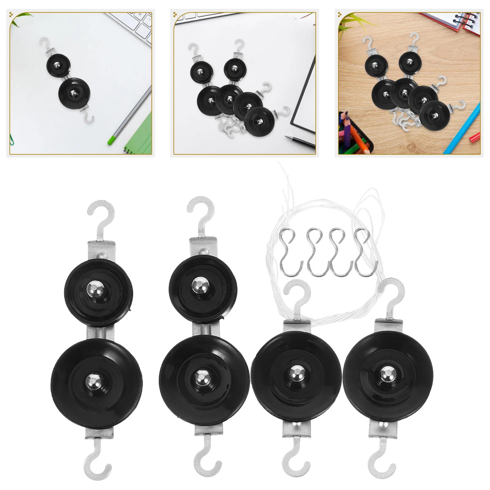 

4 Pcs Student Pulley Set Experiments Equipment Bearing Education Double Swivel Block Heavy Duty Roller Experimental Tool