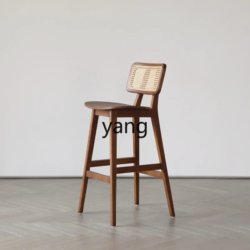 

yjq solid wood home bar chair high stool simple antique island high chair