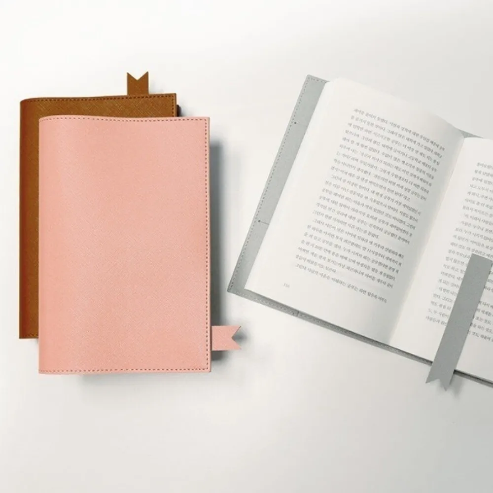 Picture 5: Korean Pu Leather Book Cover Solid Color No Bookmark Replaceable Cover Notebook Leather Cover Home Office Use