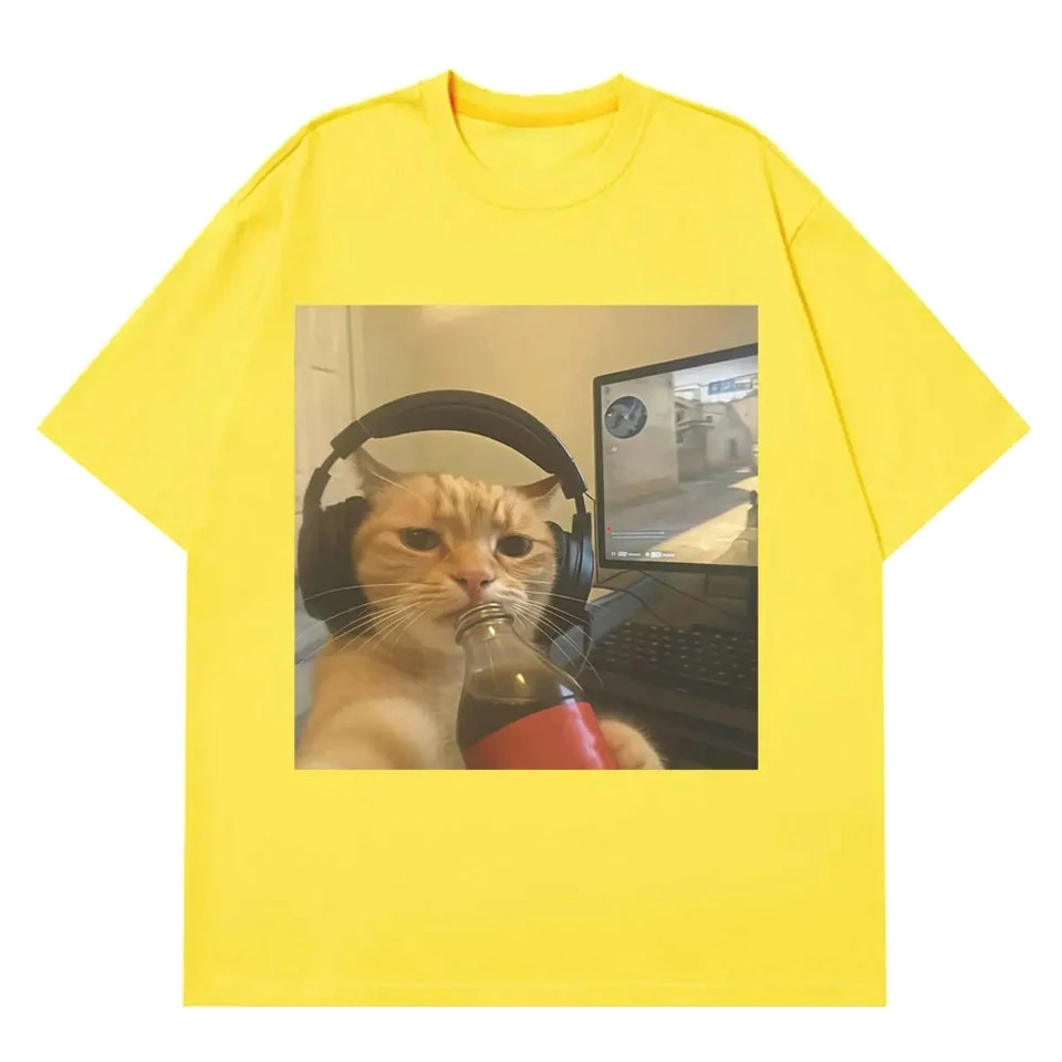 Funny Gamer Cat Meme Printed Tshirt Women Fashion Summer Short Sleeved Casual Harajuku T-shirts Tops Casual Clothing, image 11