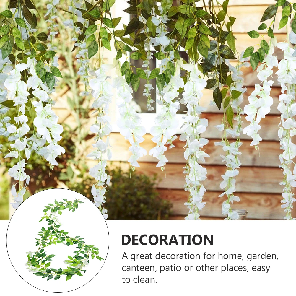 

Artificial Wisteria Flower Hanging Rattan Home Decor Wedding Simulation Silk Wall-mounted
