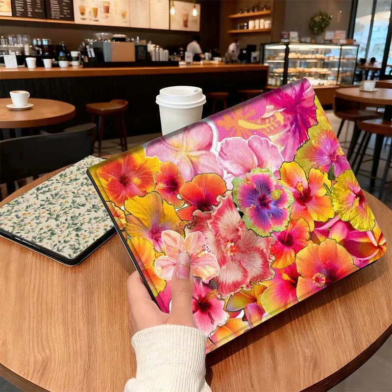 

Colorful Hibiscus Flower Pattern For Samsung Galaxy Tab S10 S9 S8 S7 Lite FE Plus Scratch resistant Pen Tray Tablet Case Gift