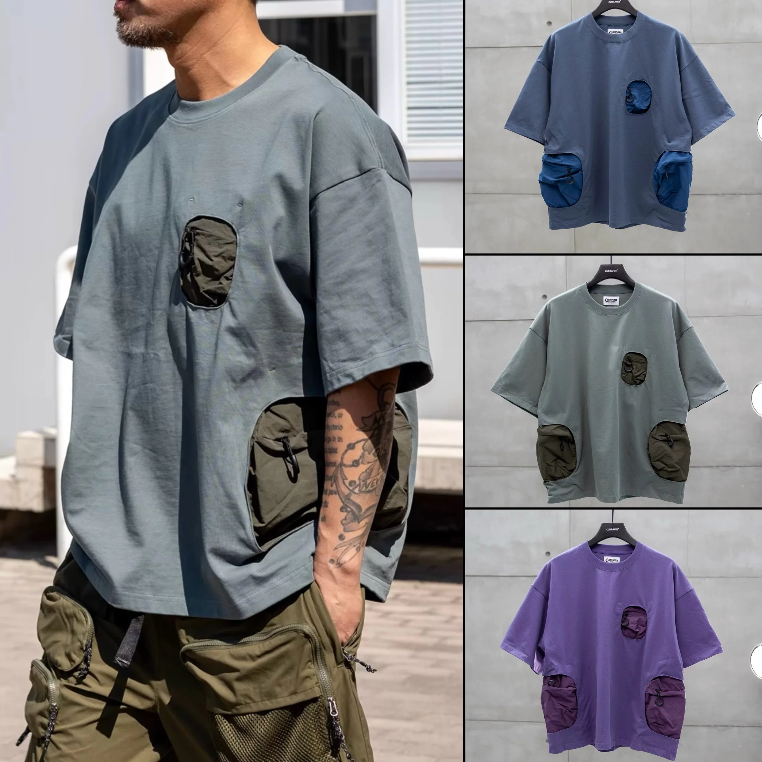 

Loose Fit Japanese Sle CMF Outdoor Casual round Ne ort Sve T-irt y Faion KAPITAL VINTAGE Pure Cotton Youth...