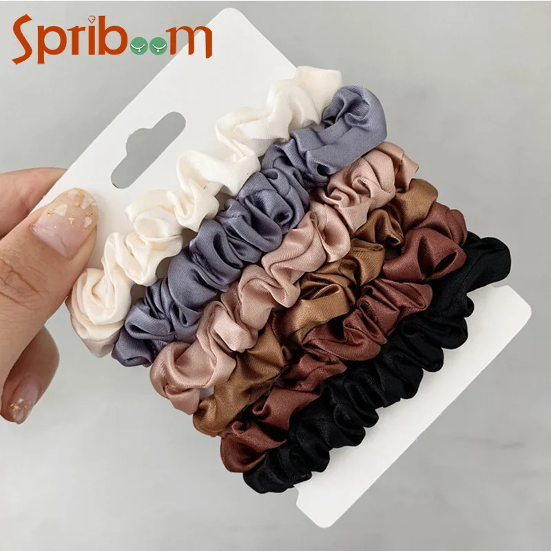 

5/6Pcs Ponytail Holder Rubber Band French Elegant Satin Hair Ties Elastic Hairband Women Solid Color Hair Accessories Scrunchies