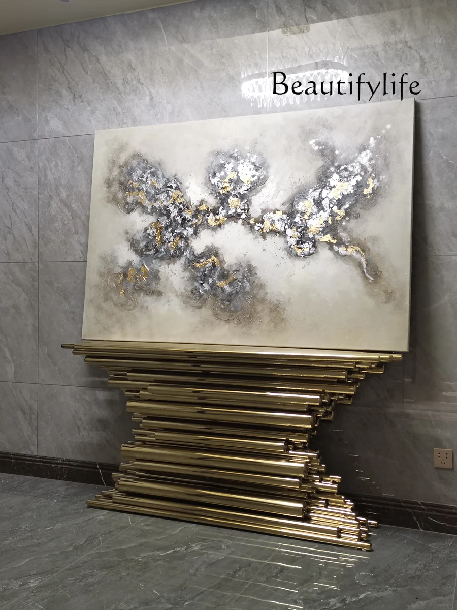 Designer Creative Light Luxury Stainless Steel Hallway Table Aisle Wall Hallway Table Decoration Table