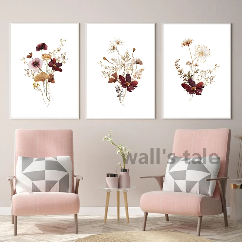 Floral Bouquet Watercolor Art Painting Japanese Ikebana Flowers Wall Pictures Minimalist Poster Canvas Print Bedroom Home Decor