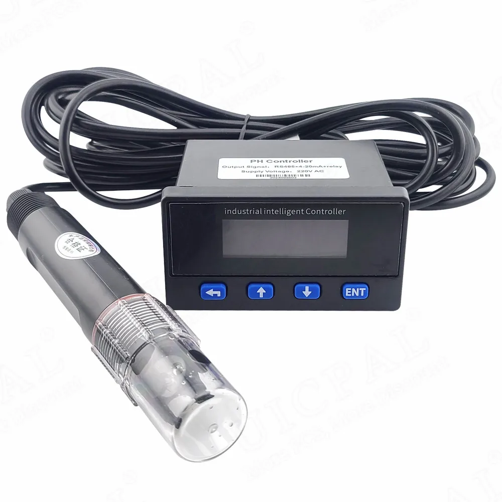 PH Meter Water Quality Detector Display PH Industrial Transmitter Analyzer Electrode Probe pH Value Sensor AC220V Power Supply