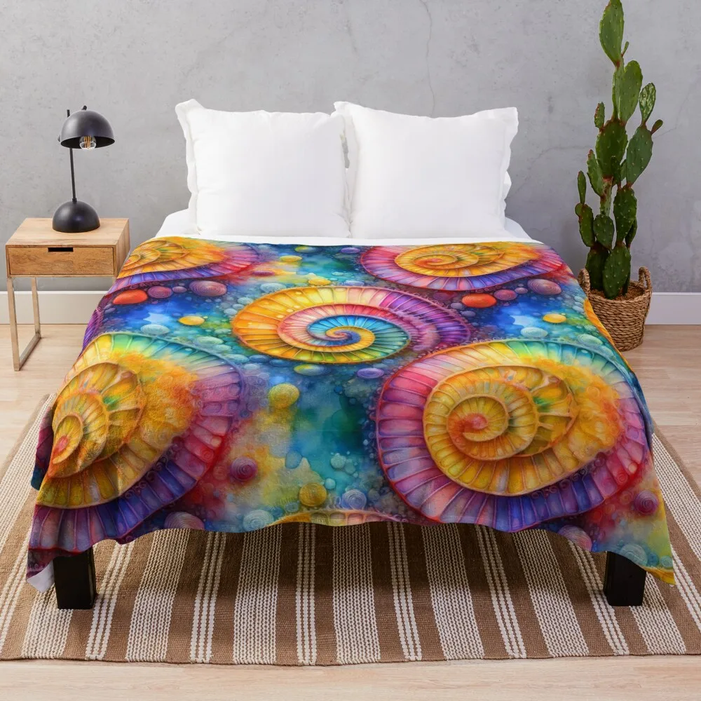 Vibrant Spirals Throw Blanket Luxury Designer Summer Beddings Blankets