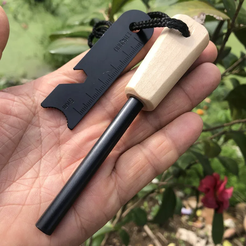 2026 Portable Outdoor Flint Equipped with Outdoor Survival Tools Such As Magnesium Sticks Firearms Wooden Handles Flint Stick