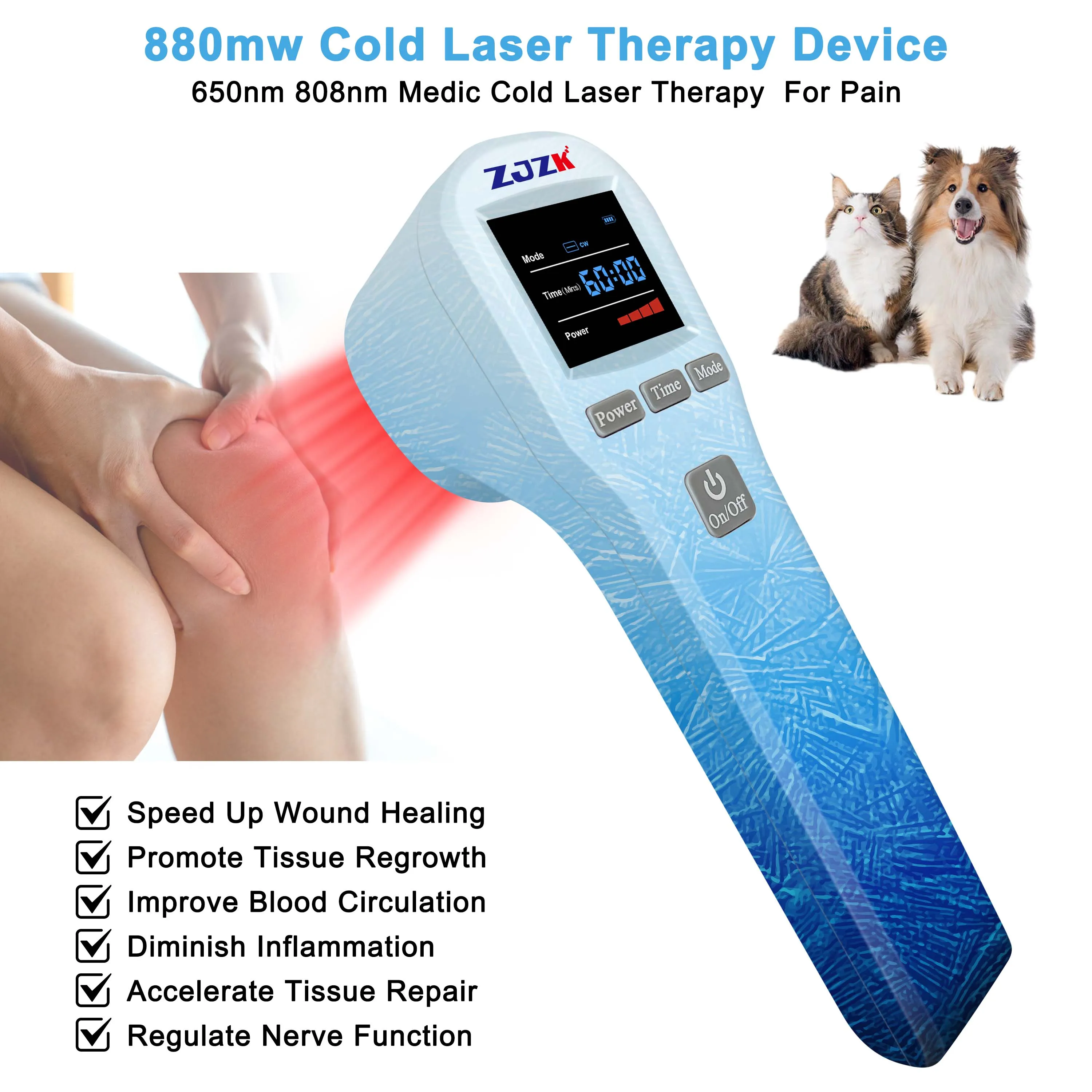 

ZJZK Cold Laser Therapy Mayo Clinic 650nmX16Diodes+808nmX4Diodes Laser Red Light Mls For Morton'S Neuroma Soft Tissue Damage